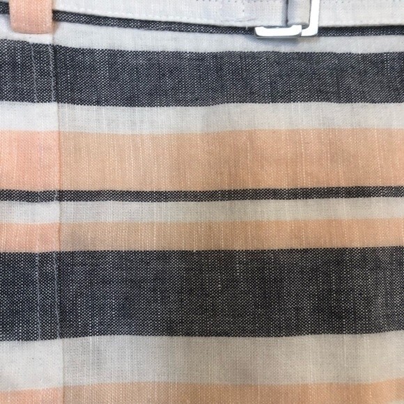 BANANA REPUBLIC Small Linen Striped Peach Blue White Mini Skirt Lined Pull-On - Picture 2 of 7